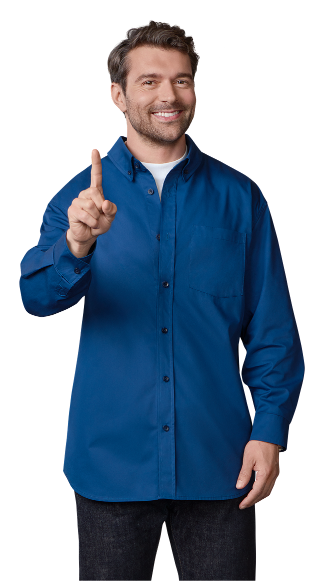 Мужчина с поднятым указательным пальцем